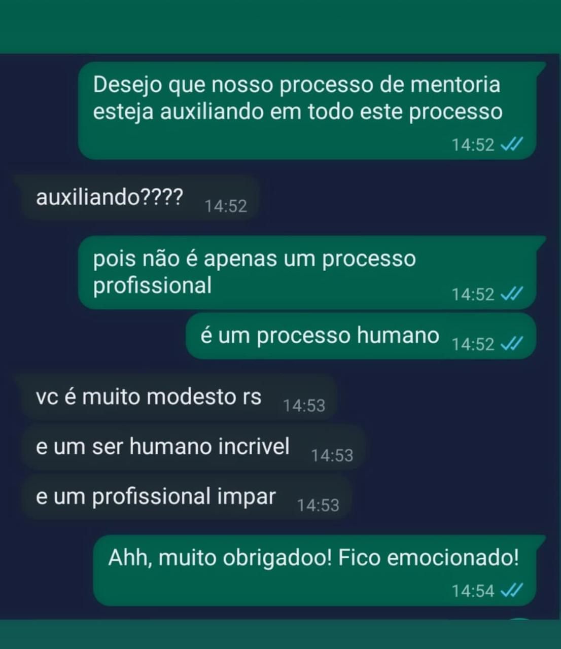 Depoimento em conversa de WhatsApp